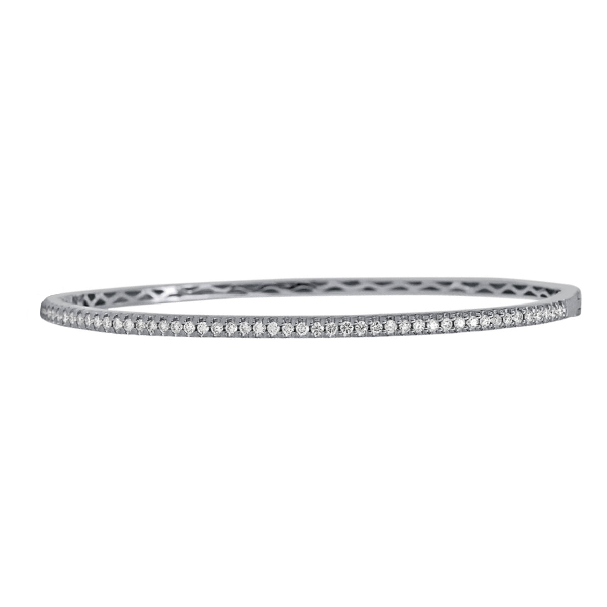 18K White Gold 0.63ctw Diamond Bangle Bracelet- ALB-4014W