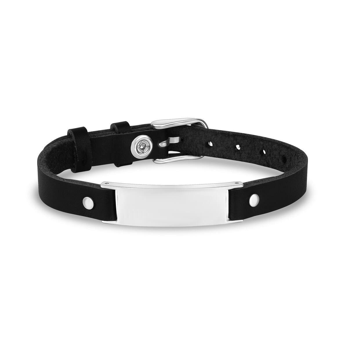 BLACK LEATHER ID BRACELET