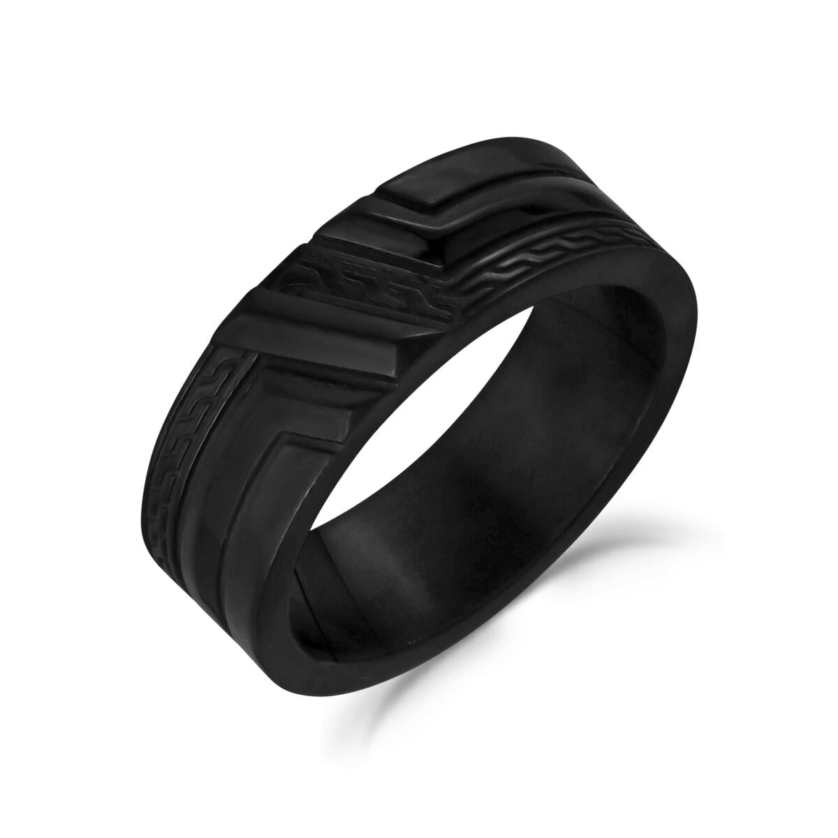Detailed Black Steel Ring