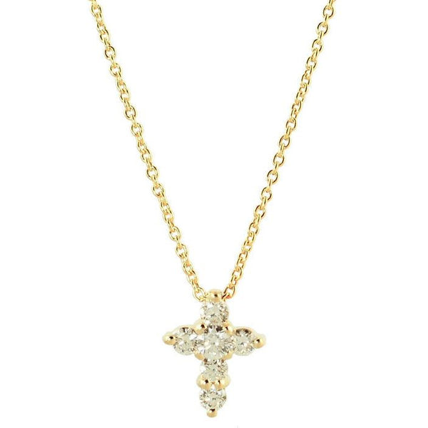 18K YELLOW GOLD TINY TREASURES MINI DIAMOND CROSS NECKLACE