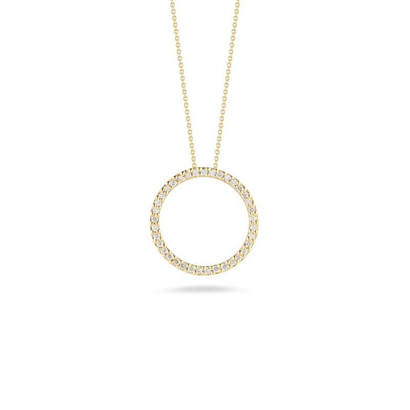 18K YELLOW GOLD CIRCLE PENDANT WITH DIAMONDS .26CT