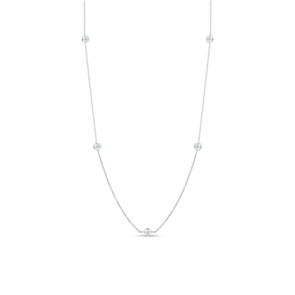 18K WHITE GOLD 7 STATION DIAMOND NECKLACE