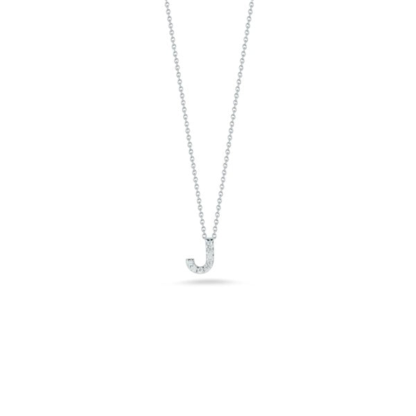ROBERTO COIN 18K WHITE GOLD & 0.03CT DIAMOND 'J' INITIAL PENDANT