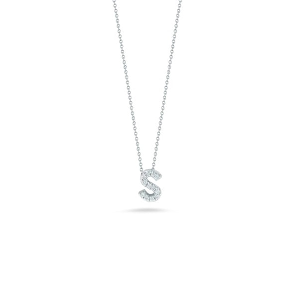 ROBERTO COIN 18K WHITE GOLD & 0.05CT DIAMOND 'S' INITIAL PENDANT