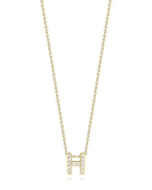 18k Yellow Gold Tiny Treasures Diamond Love Letter “H” Necklace