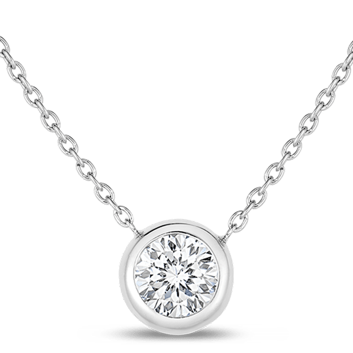 18K WHITE GOLD & 0.19CT DIAMOND BEZEL PENDANT