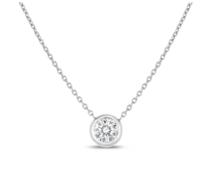 18K WHITE GOLD BEZEL SET DIAMOND PENDANT