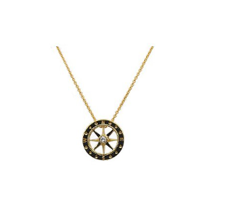 18K YELLOW GOLD AND DIAMOND COMPASS PENDANT
