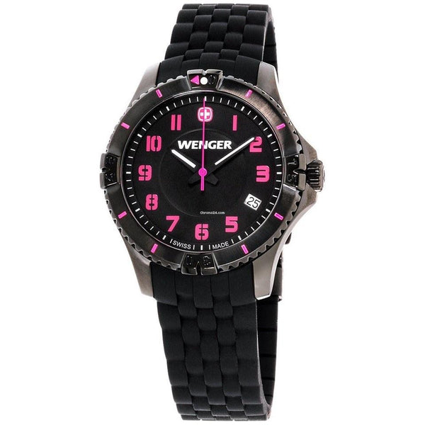 Wenger Women's 01.0121.112 Squadron Black Silicone Watch