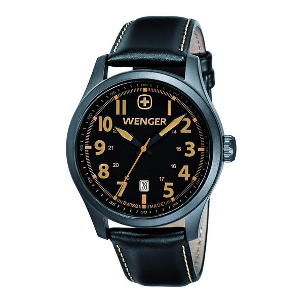 Wenger Men's 01.0541.105 Terragraph Black Leather Watch