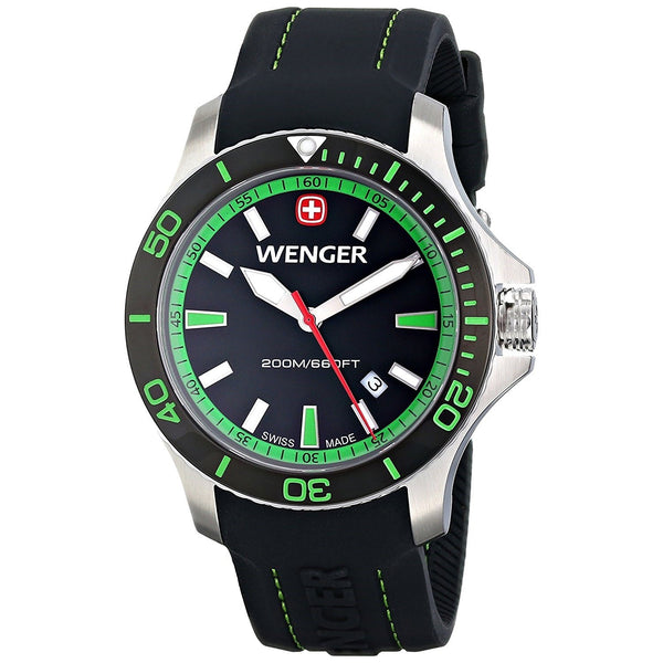 Wenger Men's 01.0641.108 Sea Force Black Silicone Watch