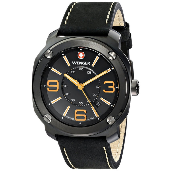 Wenger Men's 01.1051.106 Escort Black Leather Watch