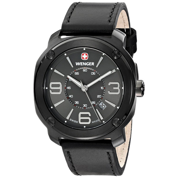 Wenger Men's 01.1051.108 Escort Black Leather Watch