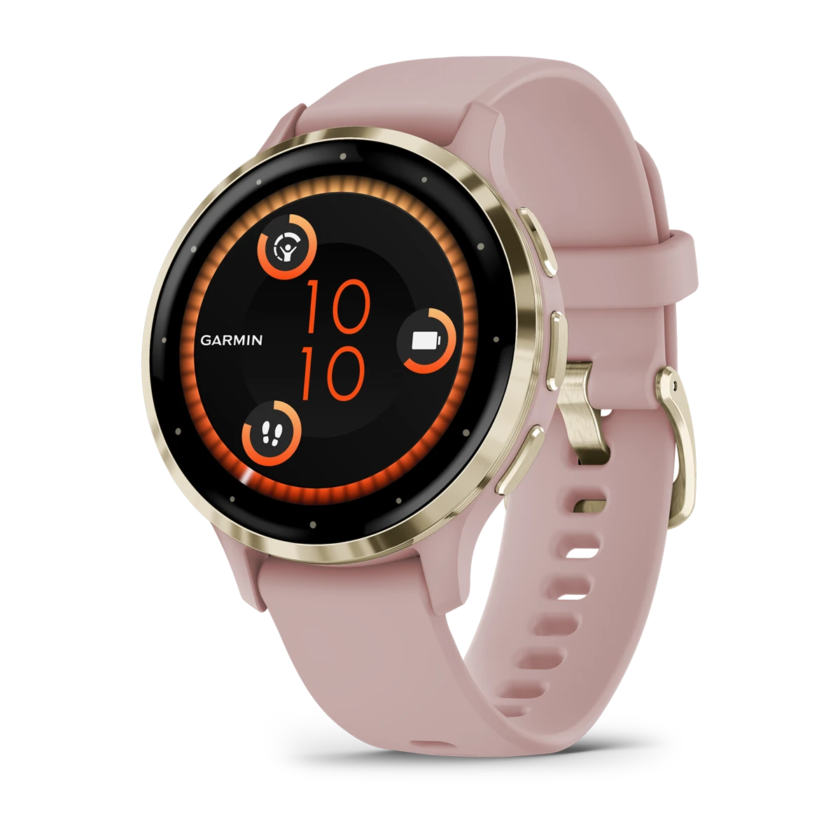 Venu® 3S Soft Gold Stainless Steel Bezel with Dust Rose Case and Silicone Band