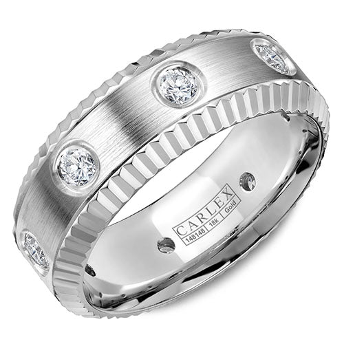 Carlex G3 18k White Gold Men's Diamond Wedding Band - CX3-0040WWSP