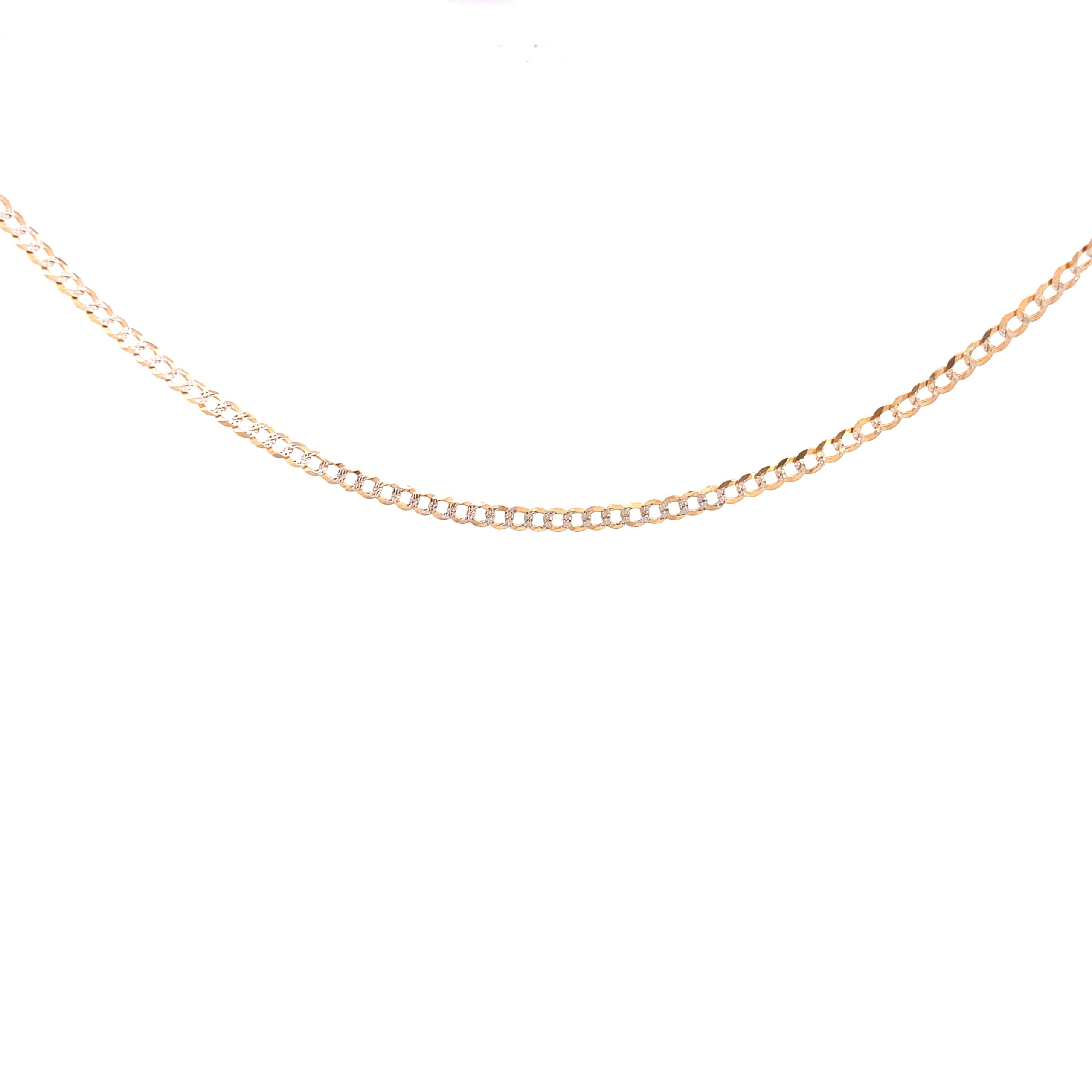 14k Gold Chain Flat Cuban Two Tone Cut Daimond