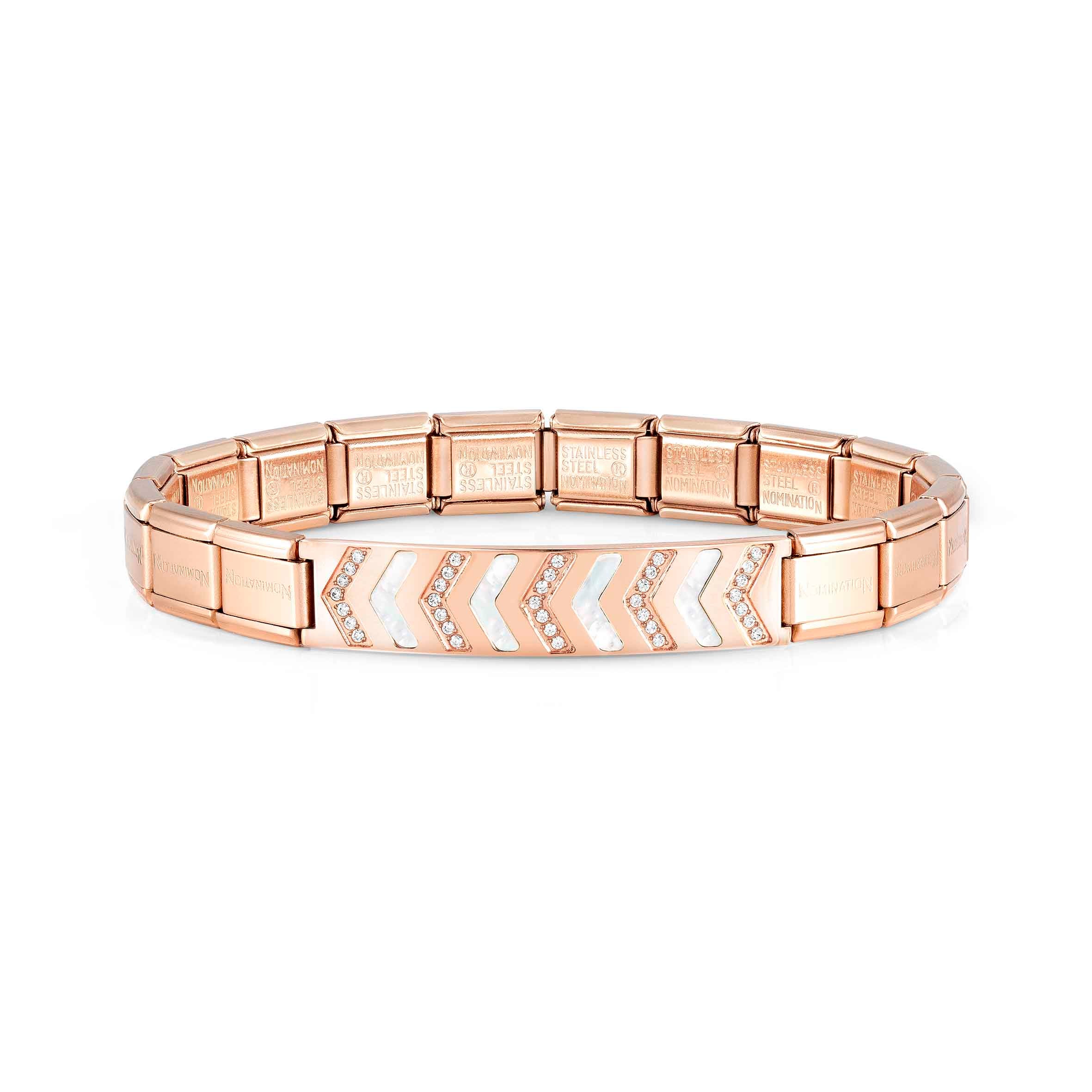 Rose Trendsetter bracelet,CZ and Mother of Pearl