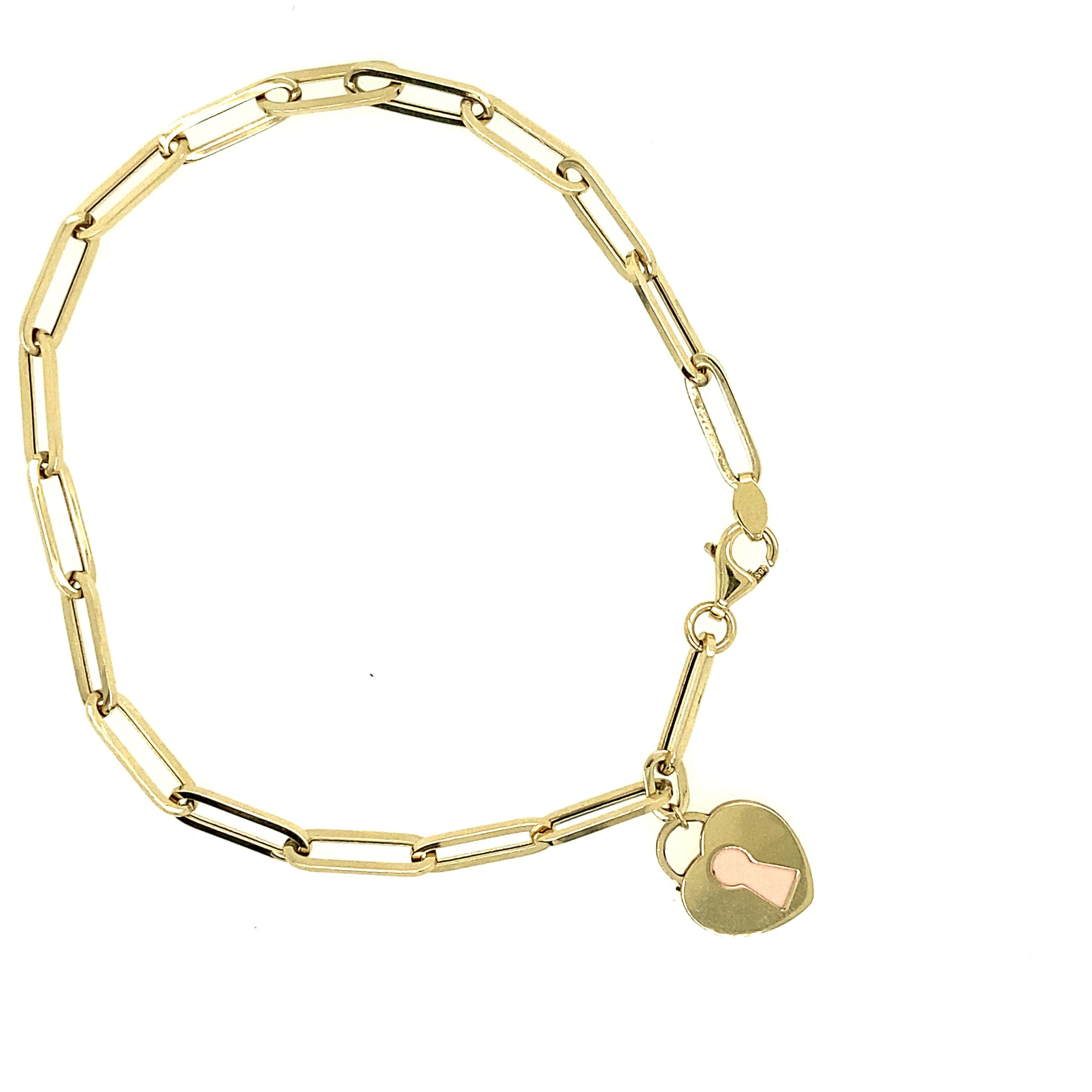 14K Gold Link with Padlock Heart