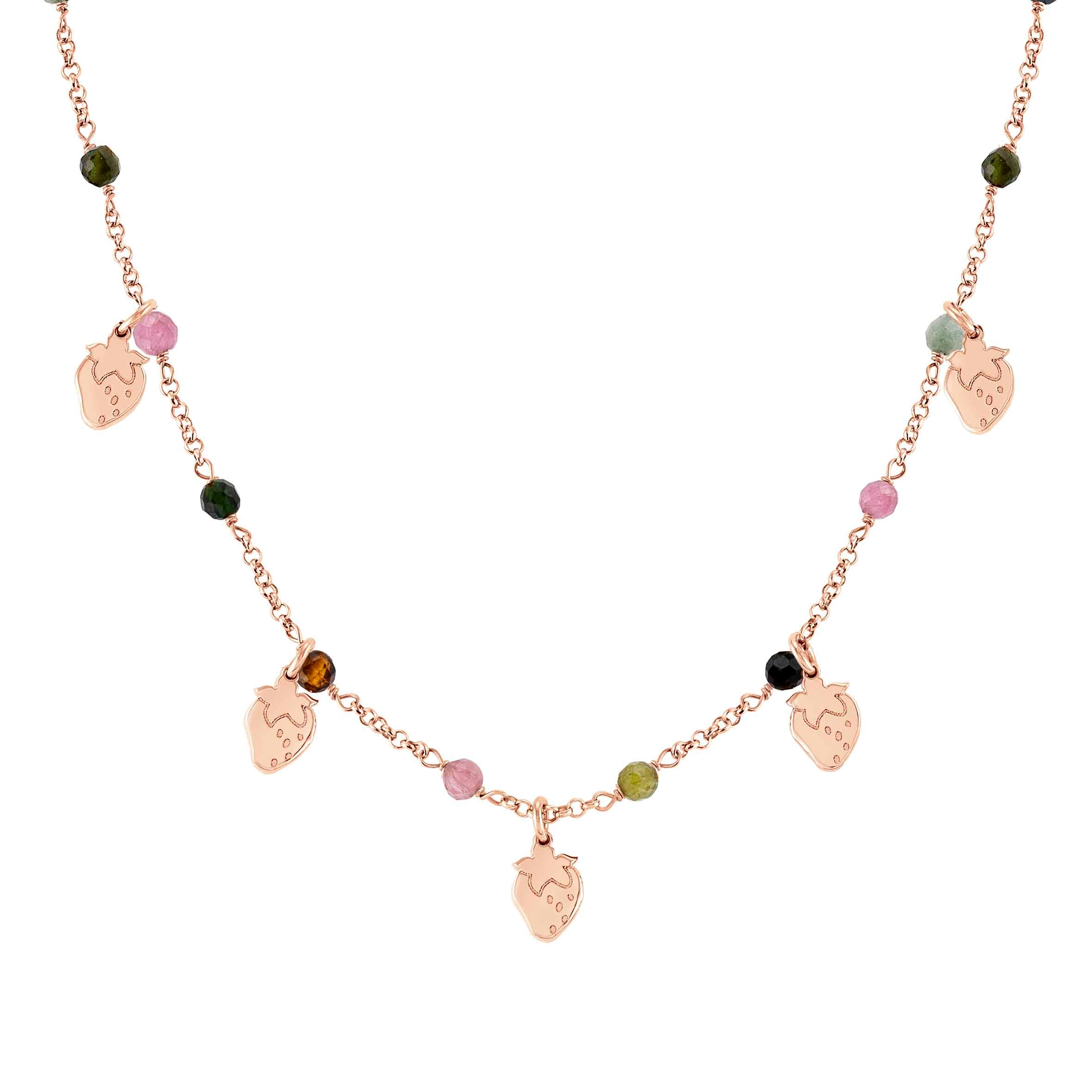 Short Mon Amour Necklace with Strawberries