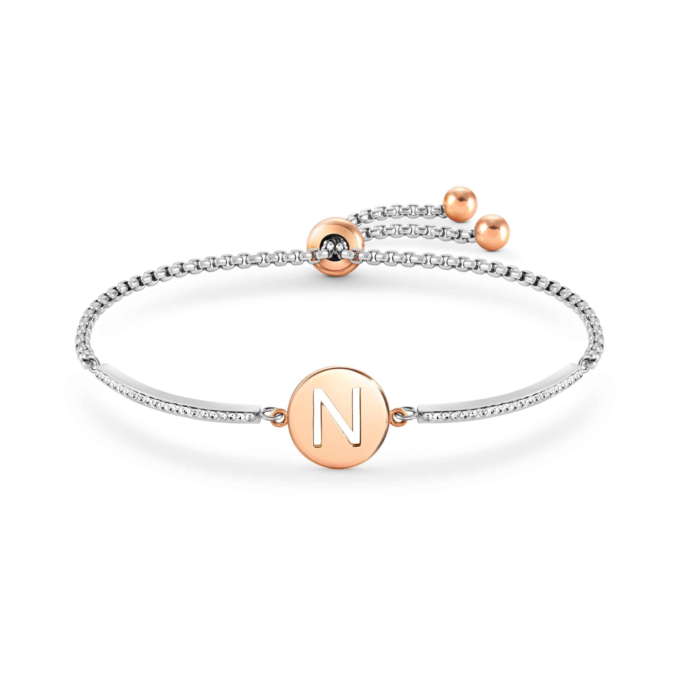 Milleluci bracelet, Letter N in Stainless Steel