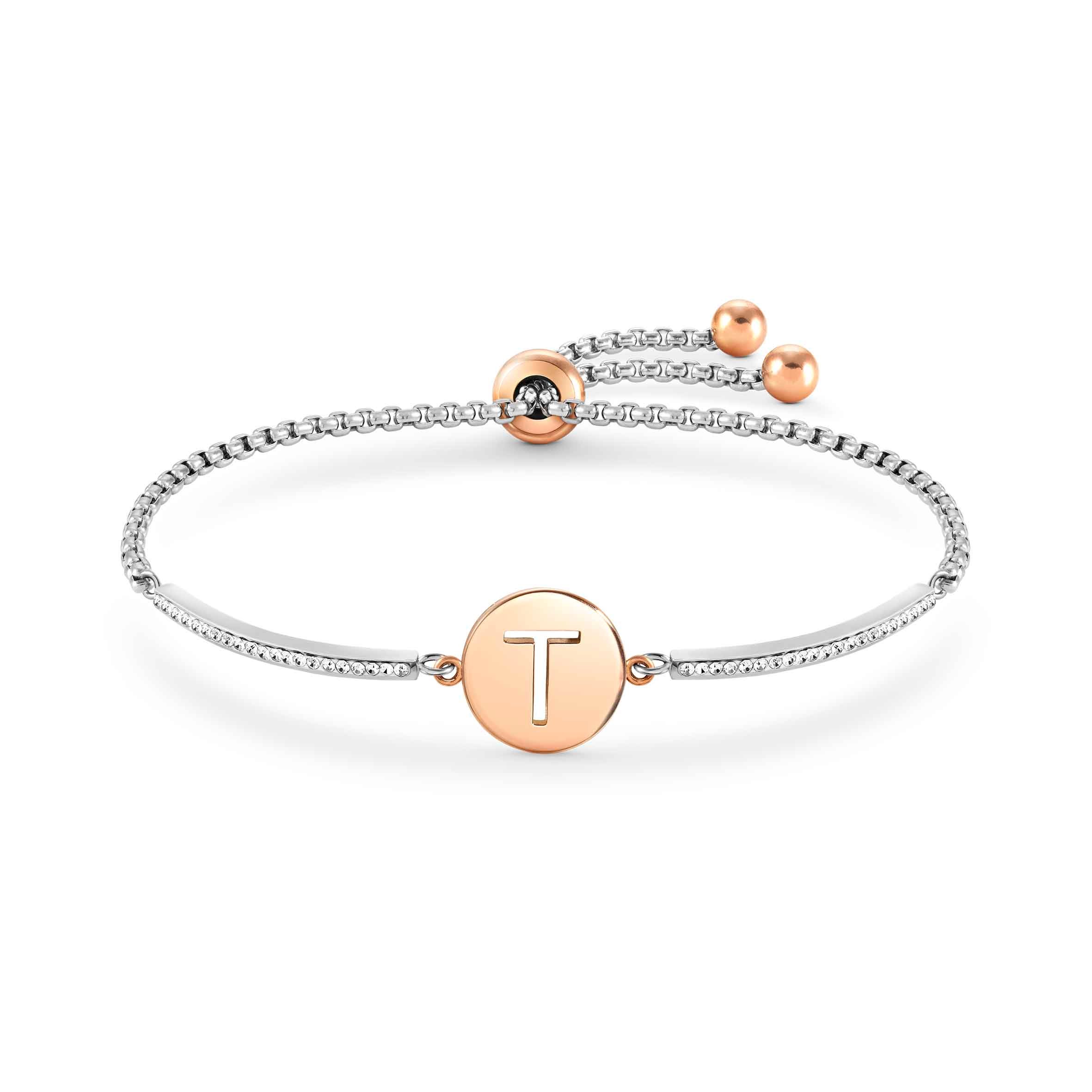 Milleluci bracelet, Letter T in Stainless Steel