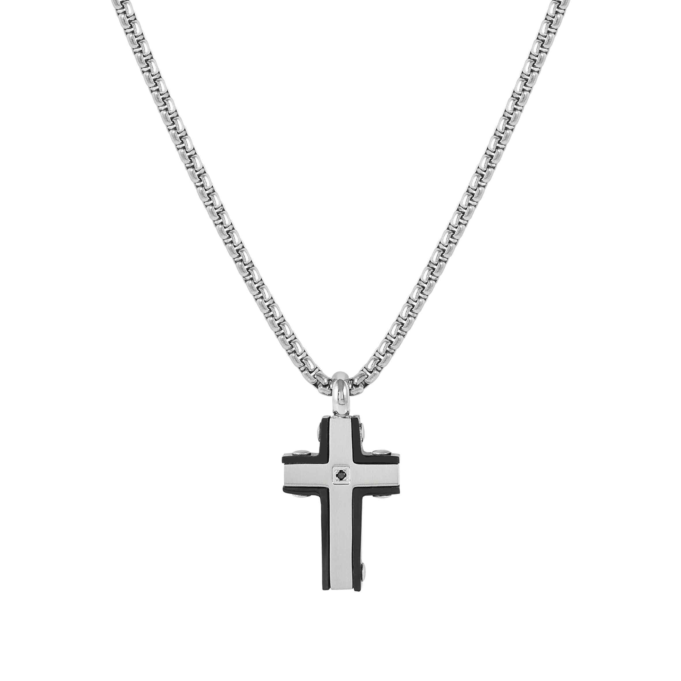 Strong Diamond necklace, Cross with Black Diamond