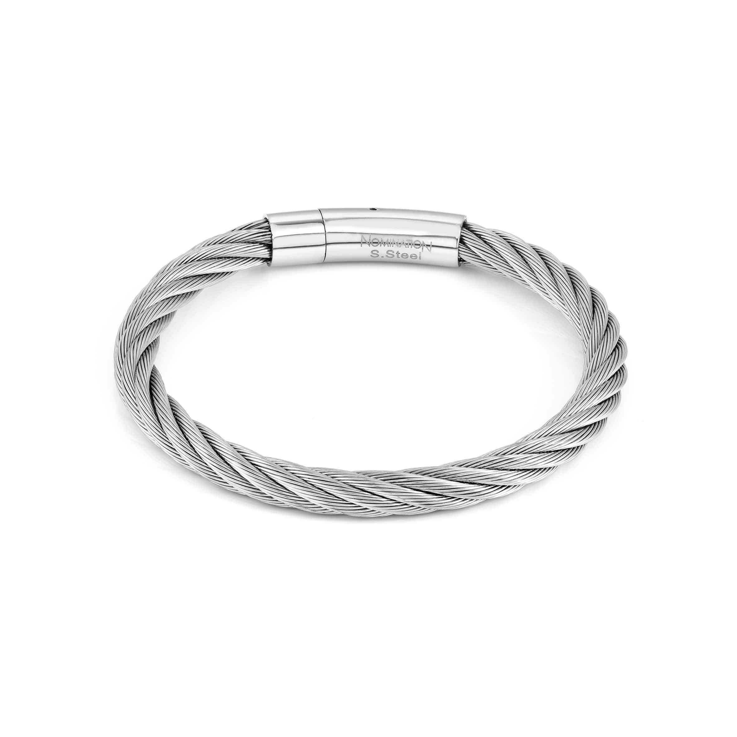 Mens twisted metal cord bracelet