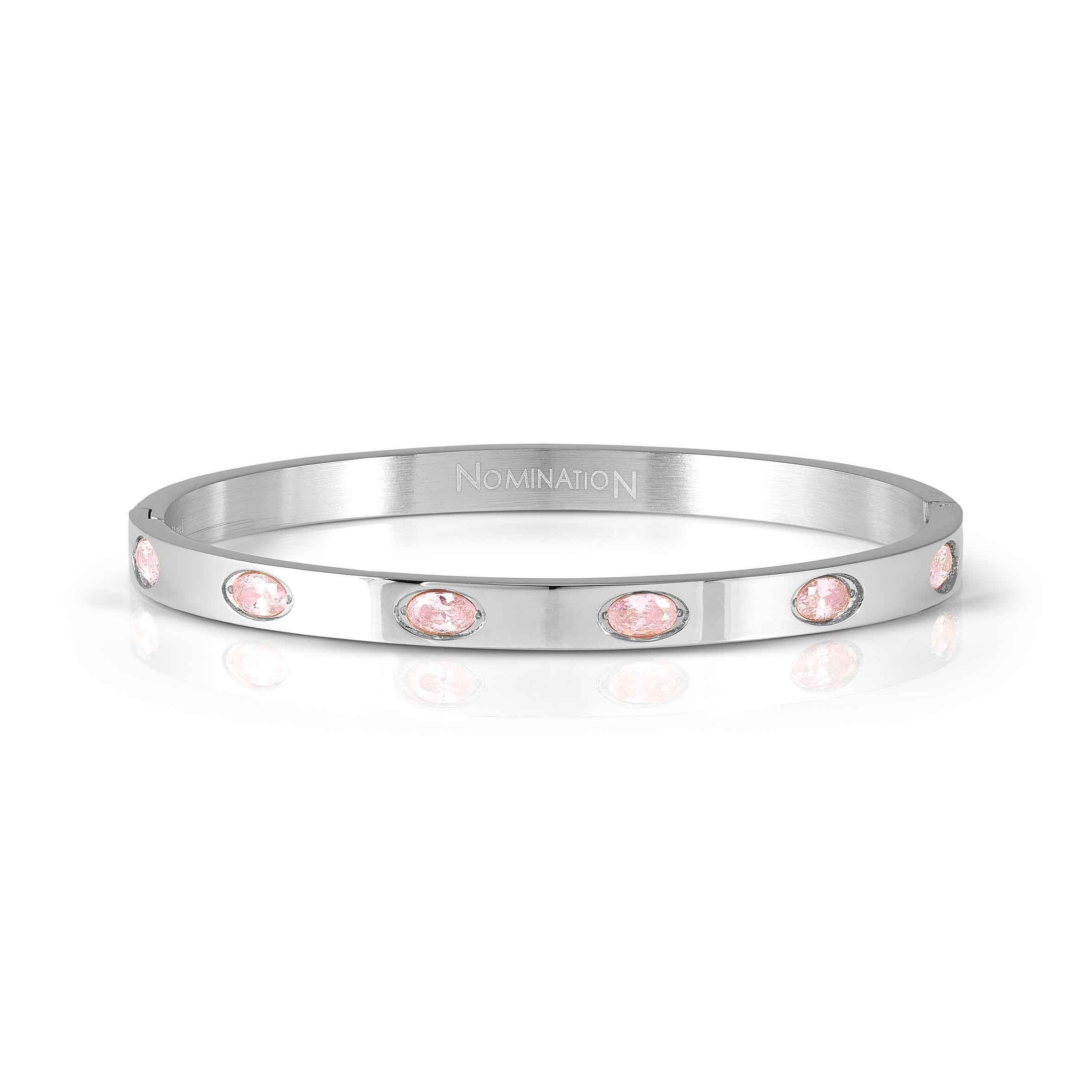 Pretty Bangles stainless steel rigid bracelet, coloured stones