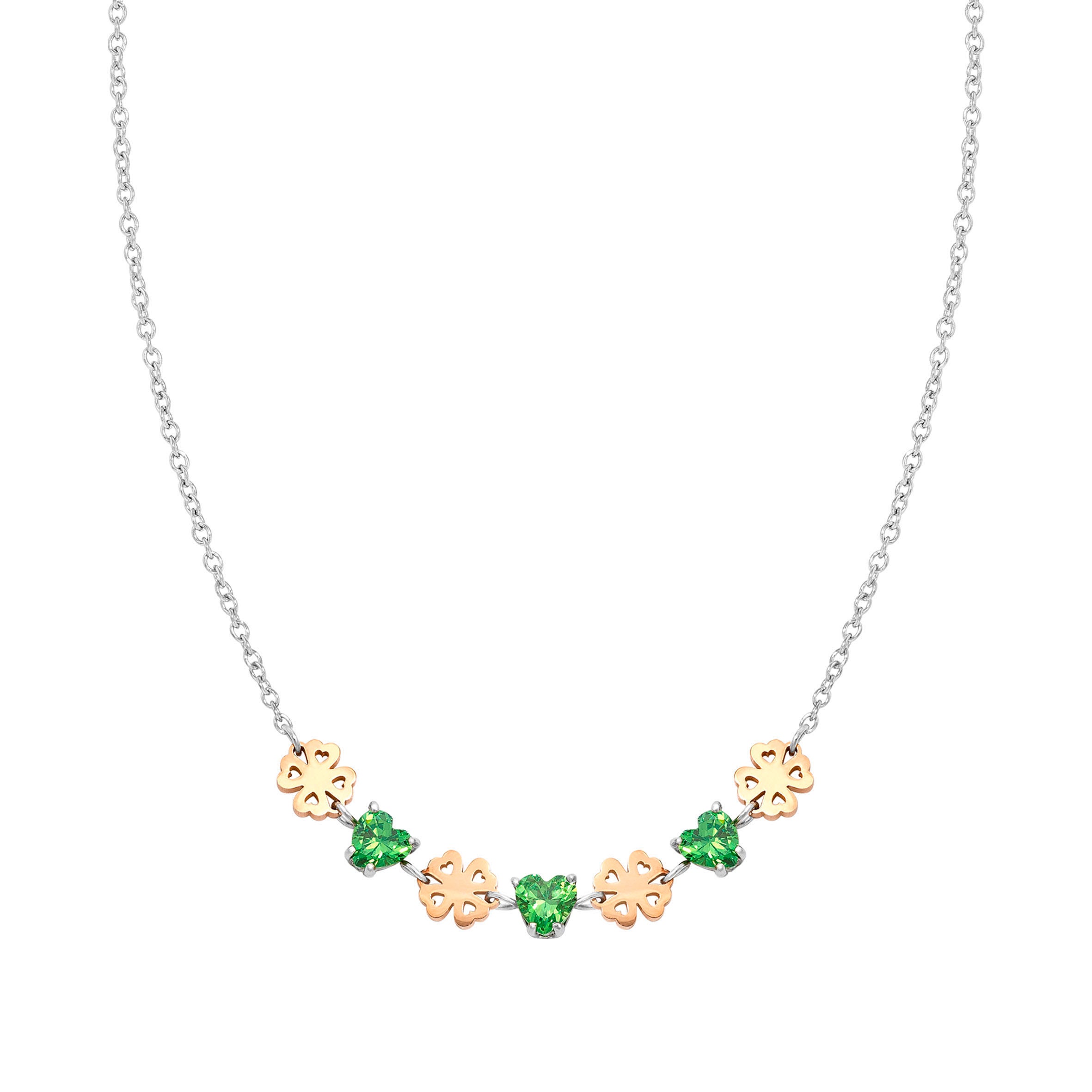 Principessina necklace,Green CZ,Four-Leaf-Clover
