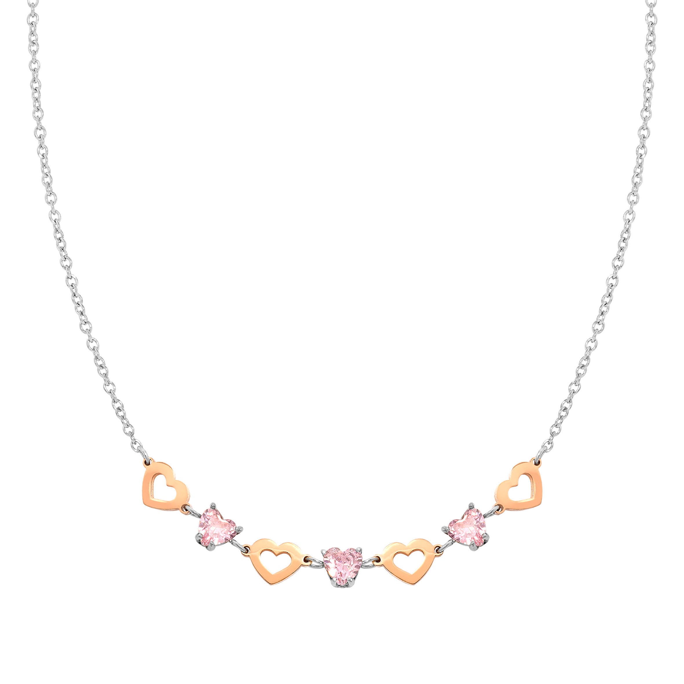 Principessina necklace,Pink CZ,Heart