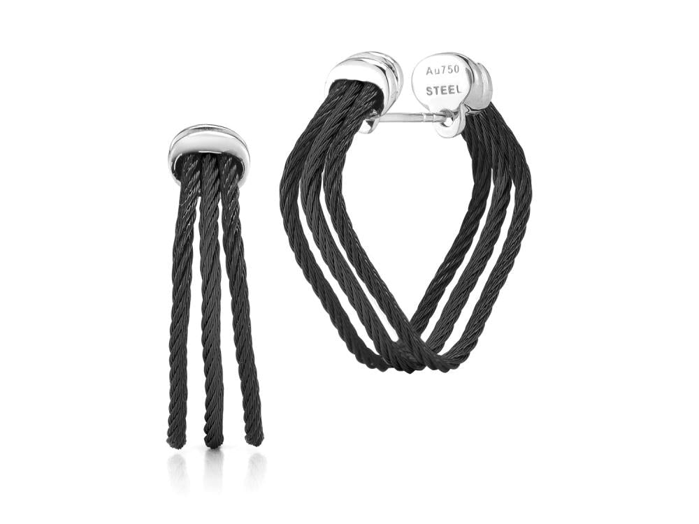 Alor Black cable 2mm, 18 karat White Gold & stainless steel. Imported.