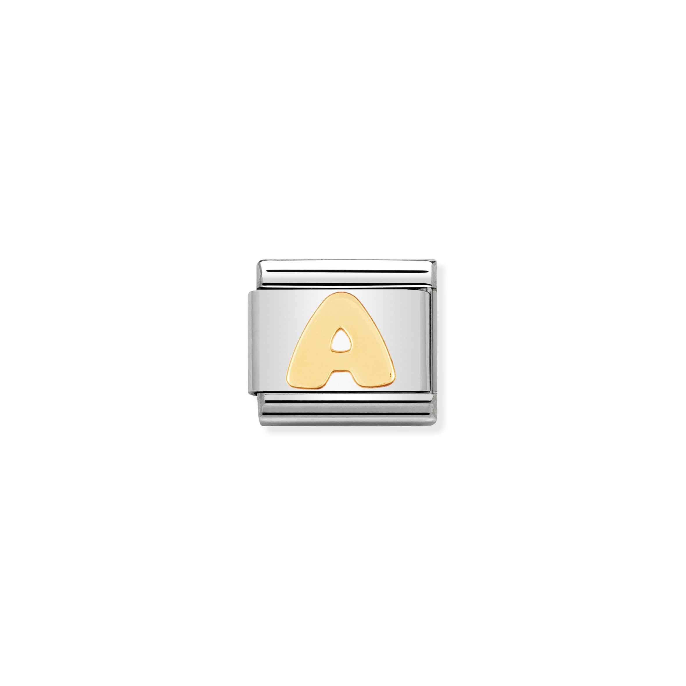 Charm, Composable Link, Letter A in bonded yellow gold
