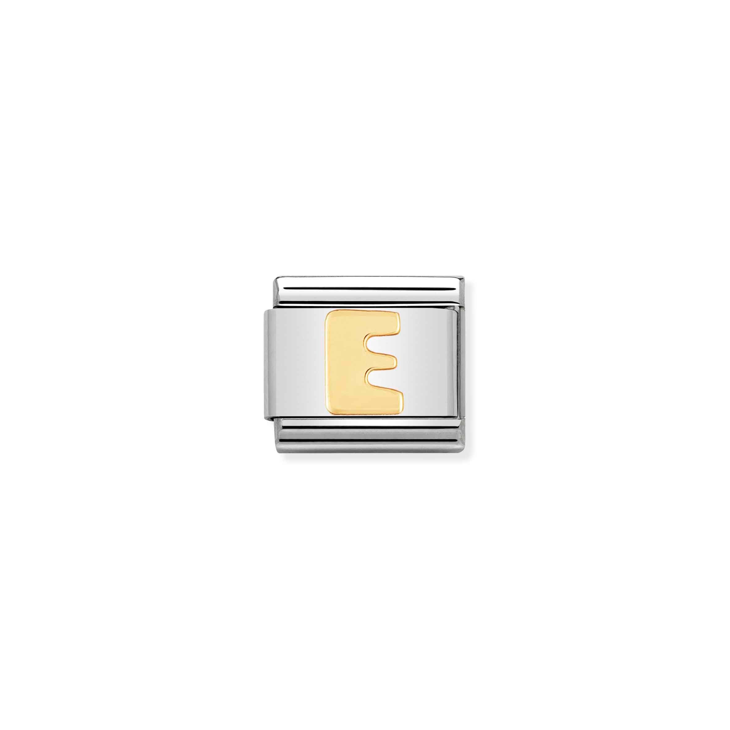 Charm, Composable Link, Letter E in bonded yellow gold