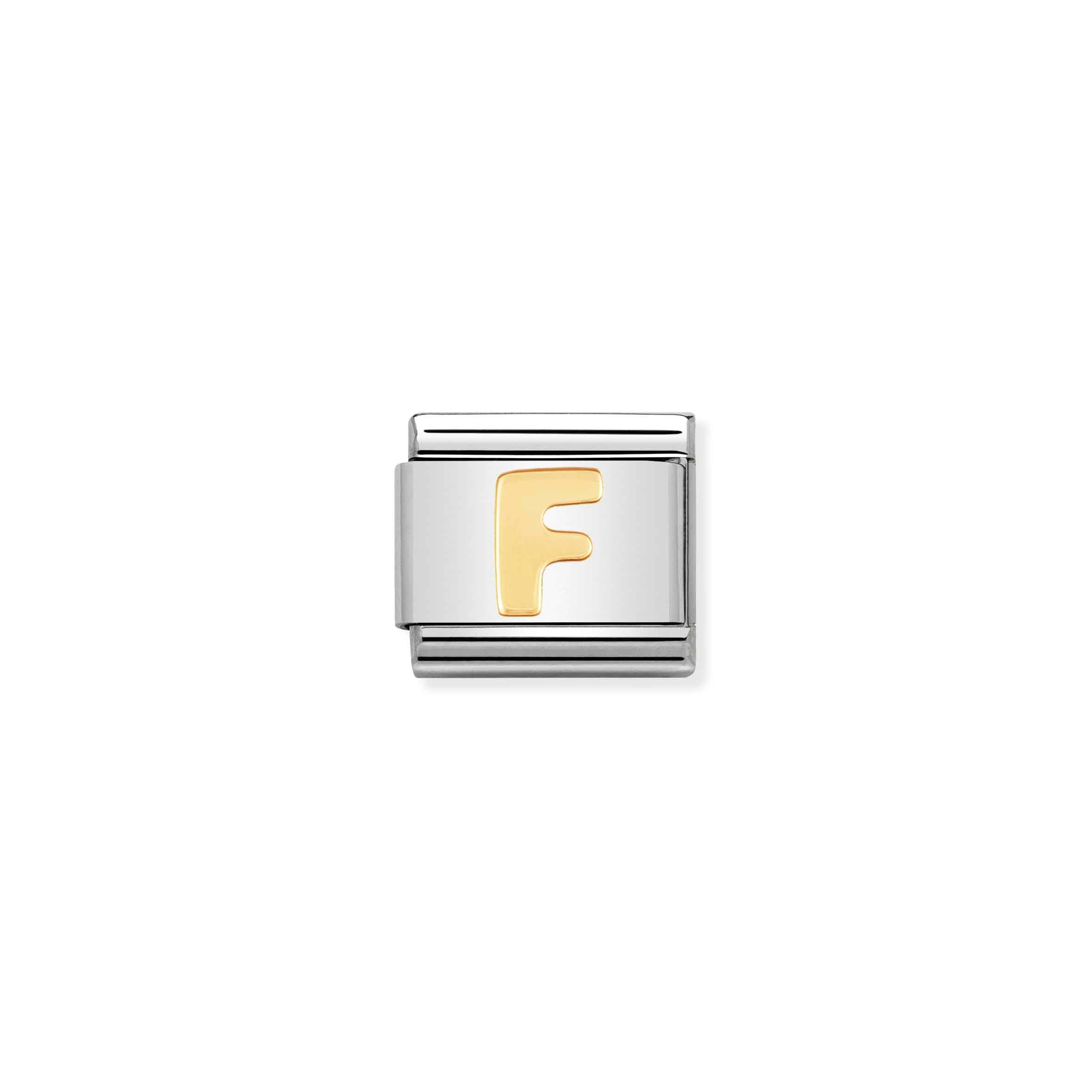 Charm, Composable Link, Letter F in bonded yellow gold