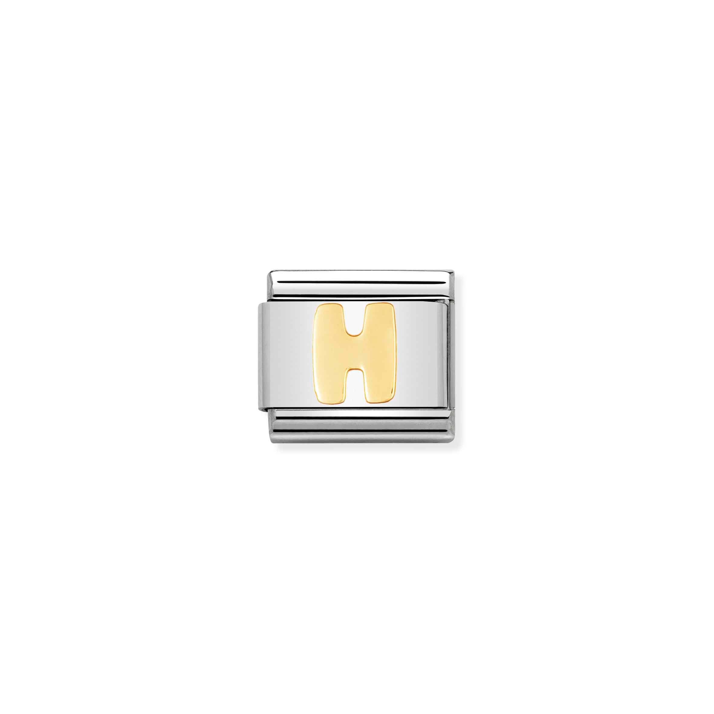 Charm, Composable Link, Letter H in bonded yellow gold