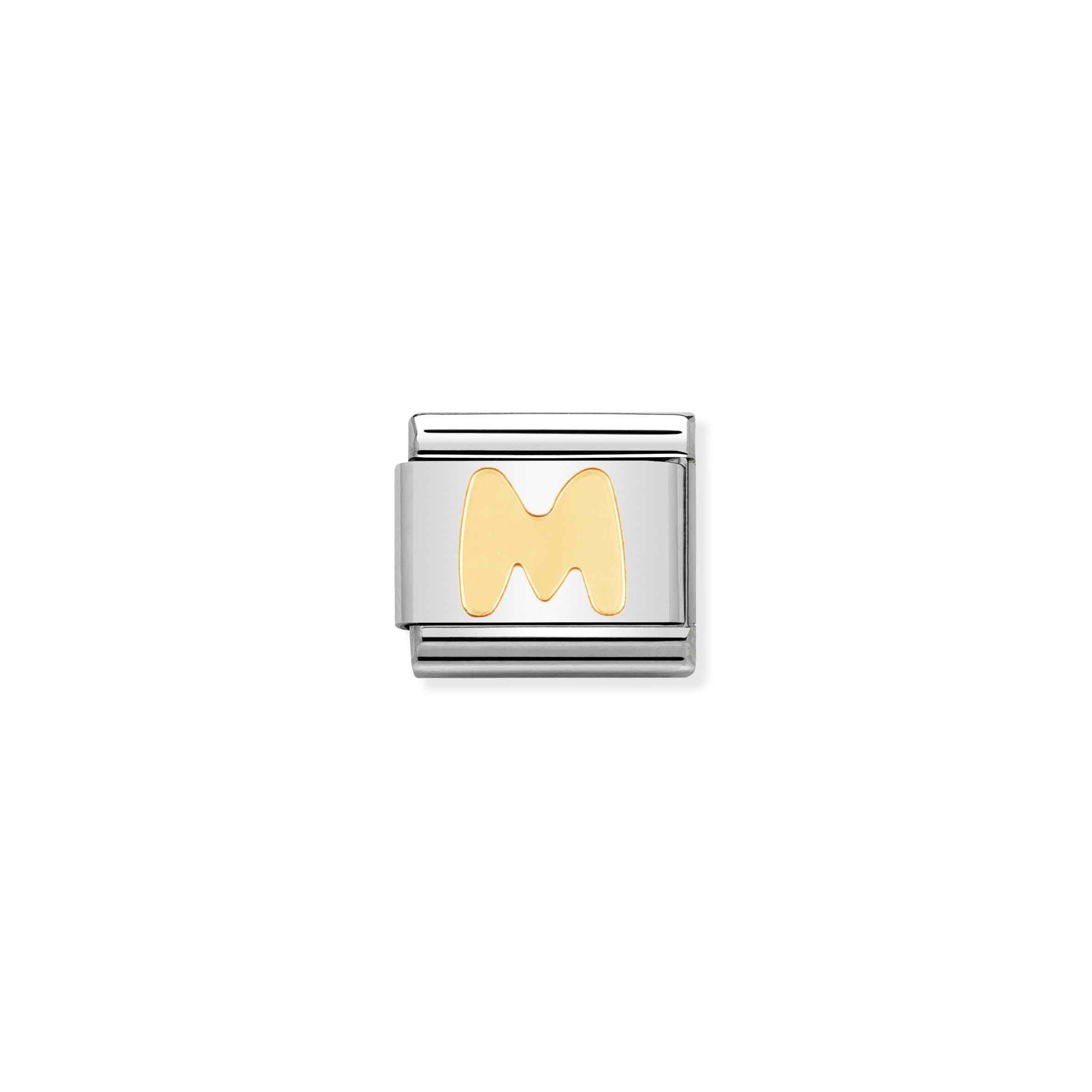 Charm, Composable Link, Letter M in bonded yellow gold
