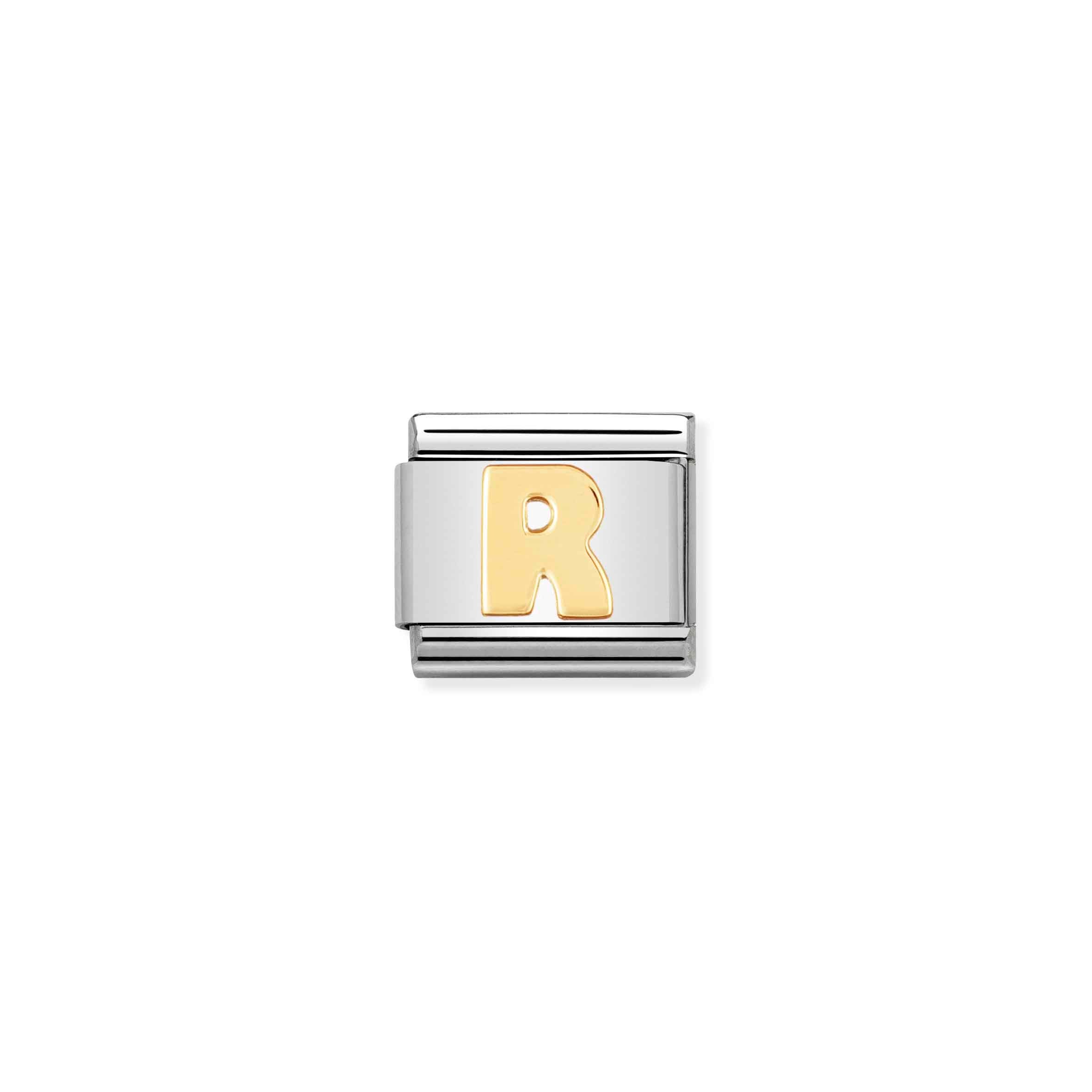 Charm, Composable Link, Letter R in bonded yellow gold