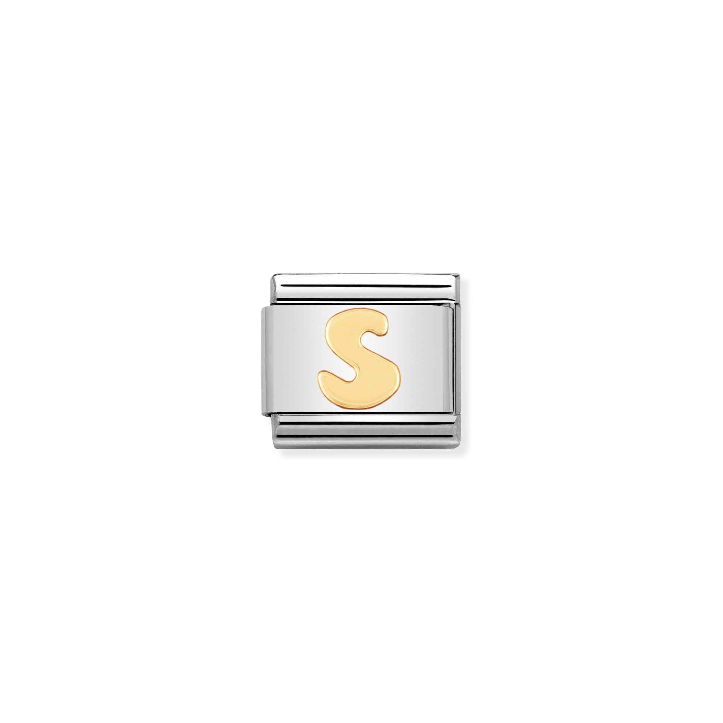 Charm, Composable Link, Letter S in bonded yellow gold