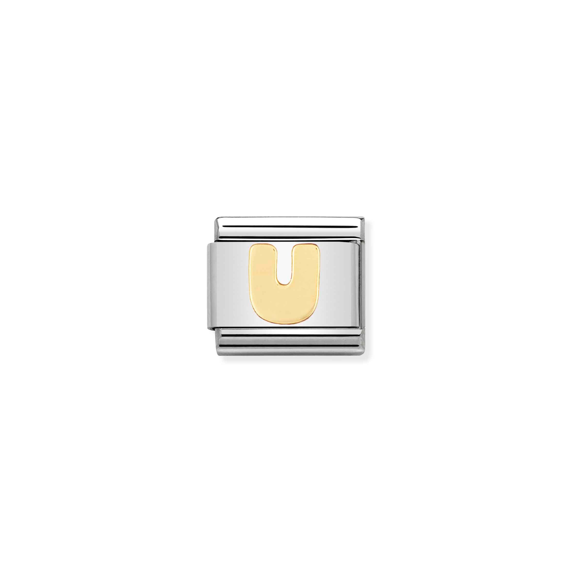 Charm, Composable Link, Letter U in bonded yellow gold