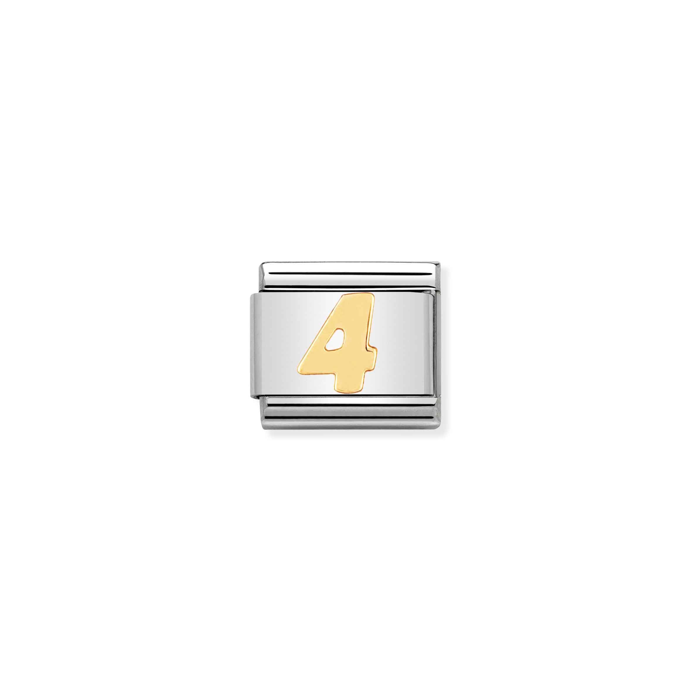 Charm, Composable Link, Number 4 in bonded yellow gold