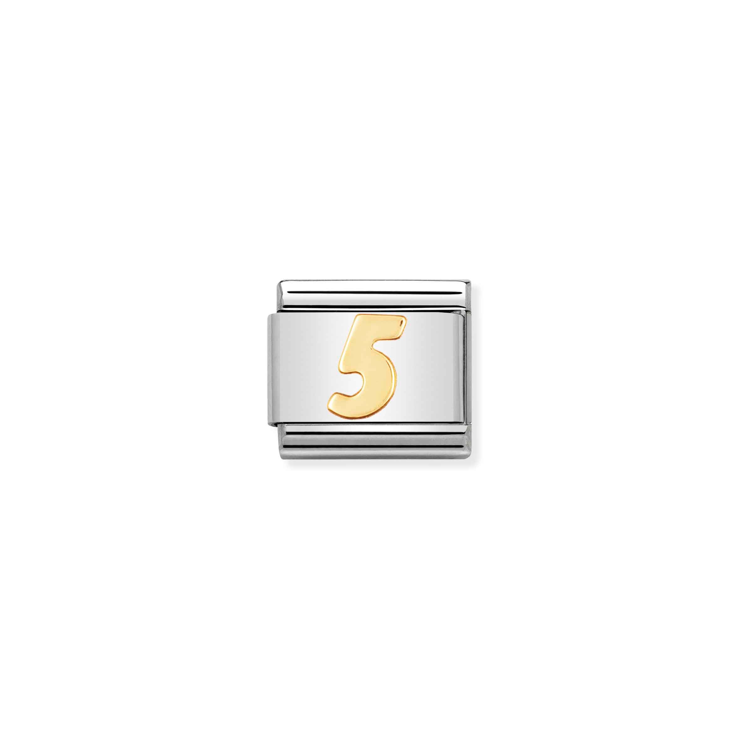 Charm, Composable Link, Number 5 in bonded yellow gold