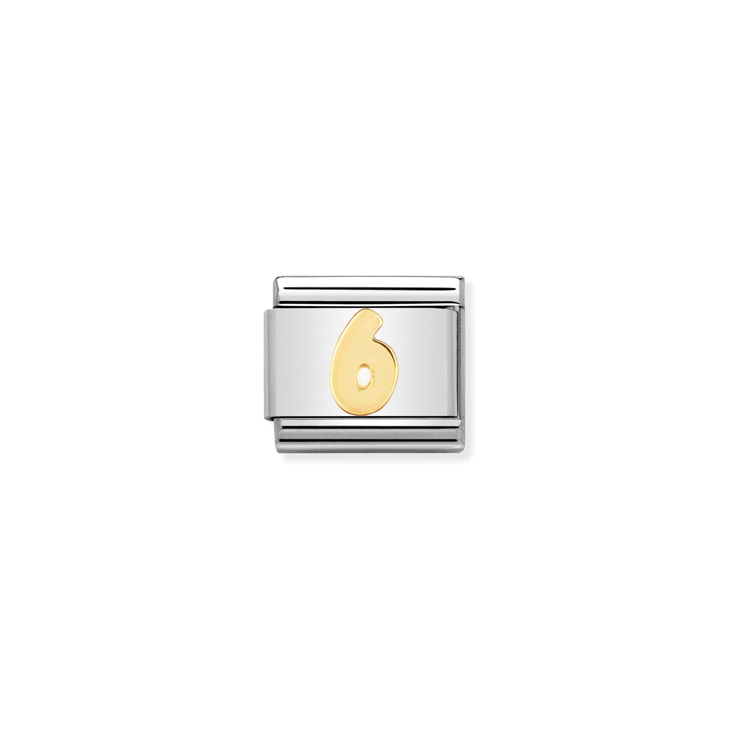 Charm, Composable Link, Number 6 in bonded yellow gold
