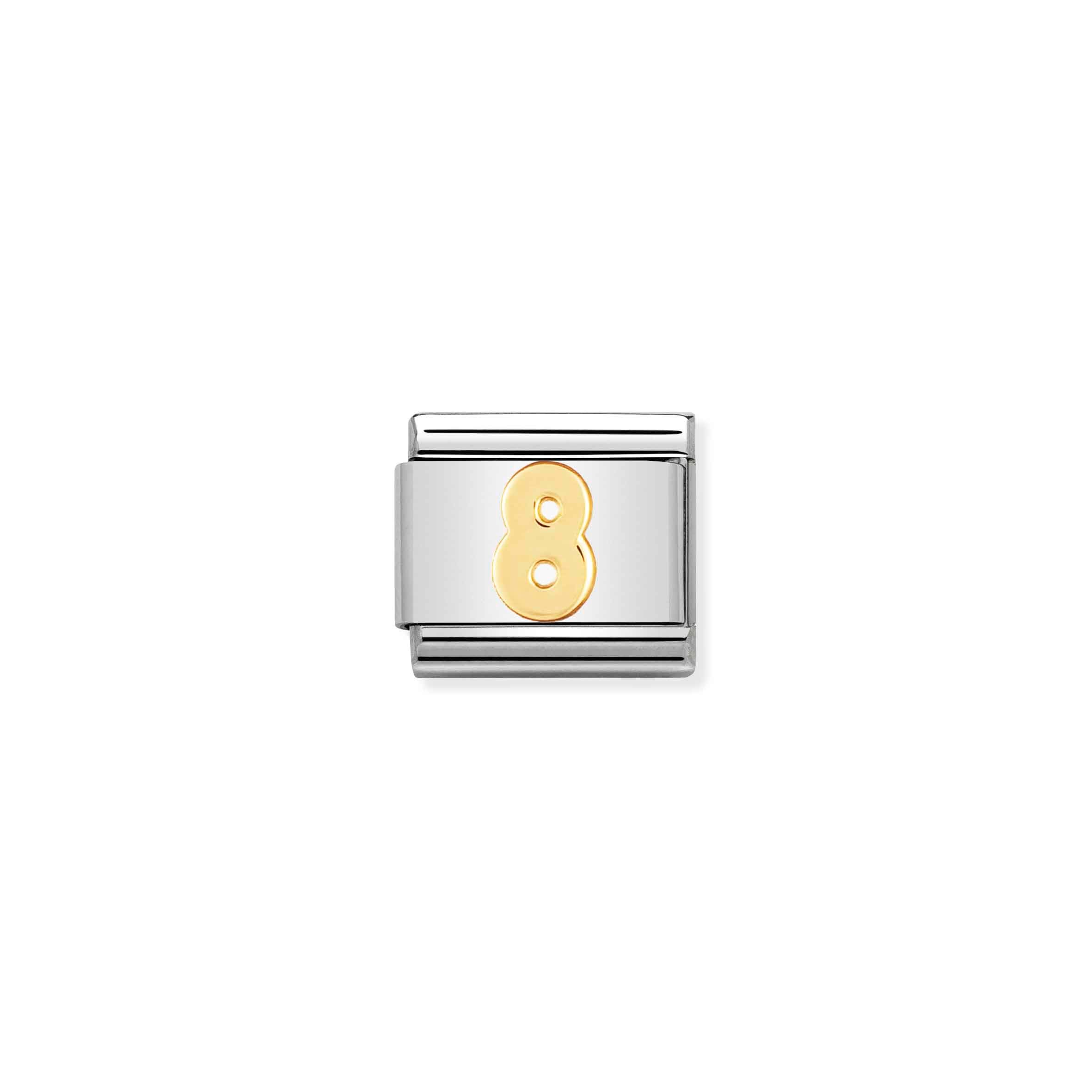 Charm, Composable Link, Number 8 in bonded yellow gold
