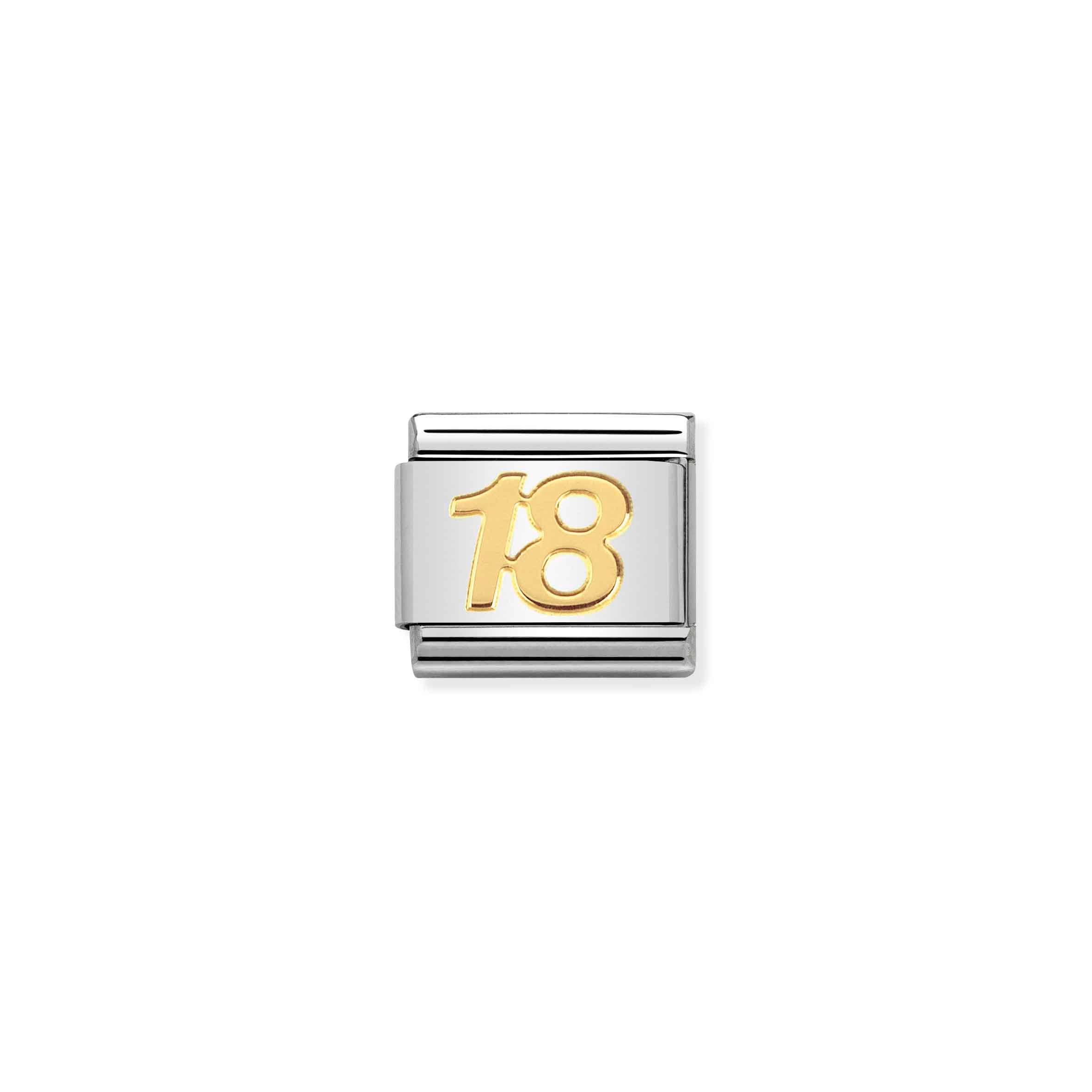 Charm, Composable Link, gold Number 18