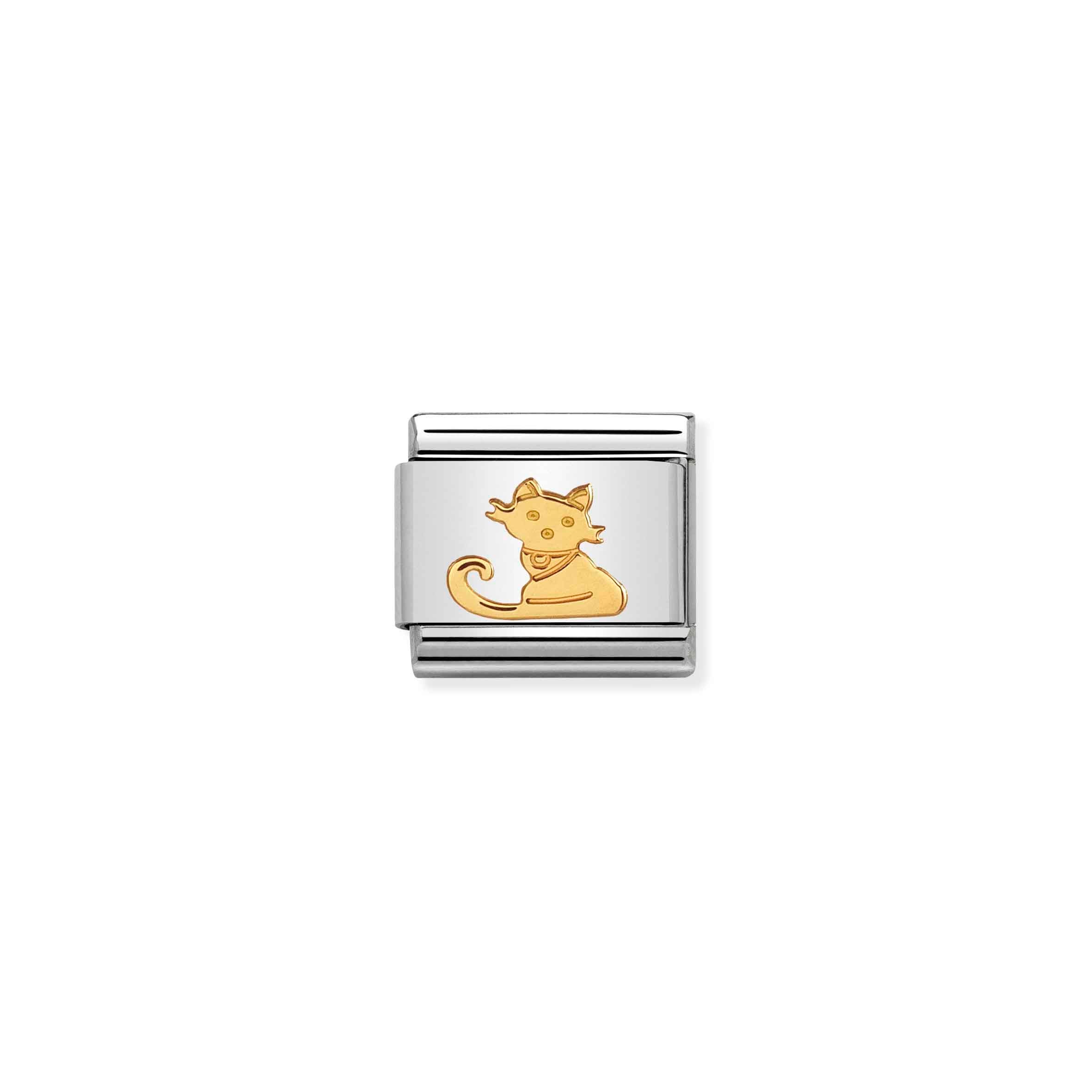 Charm, Composable Link, with Gold Sitting Cat