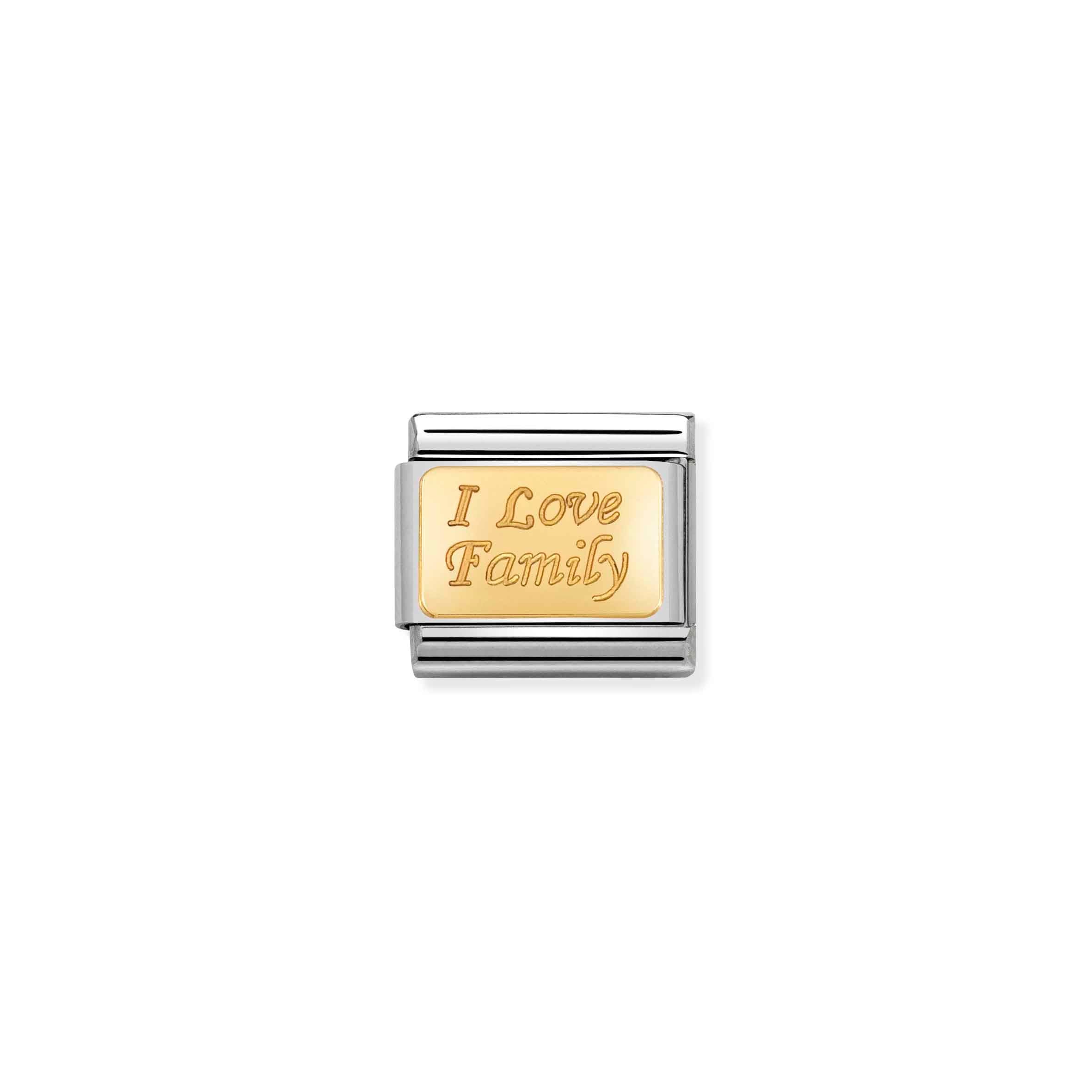 Charm, Composable Link, I Love Family in Gold