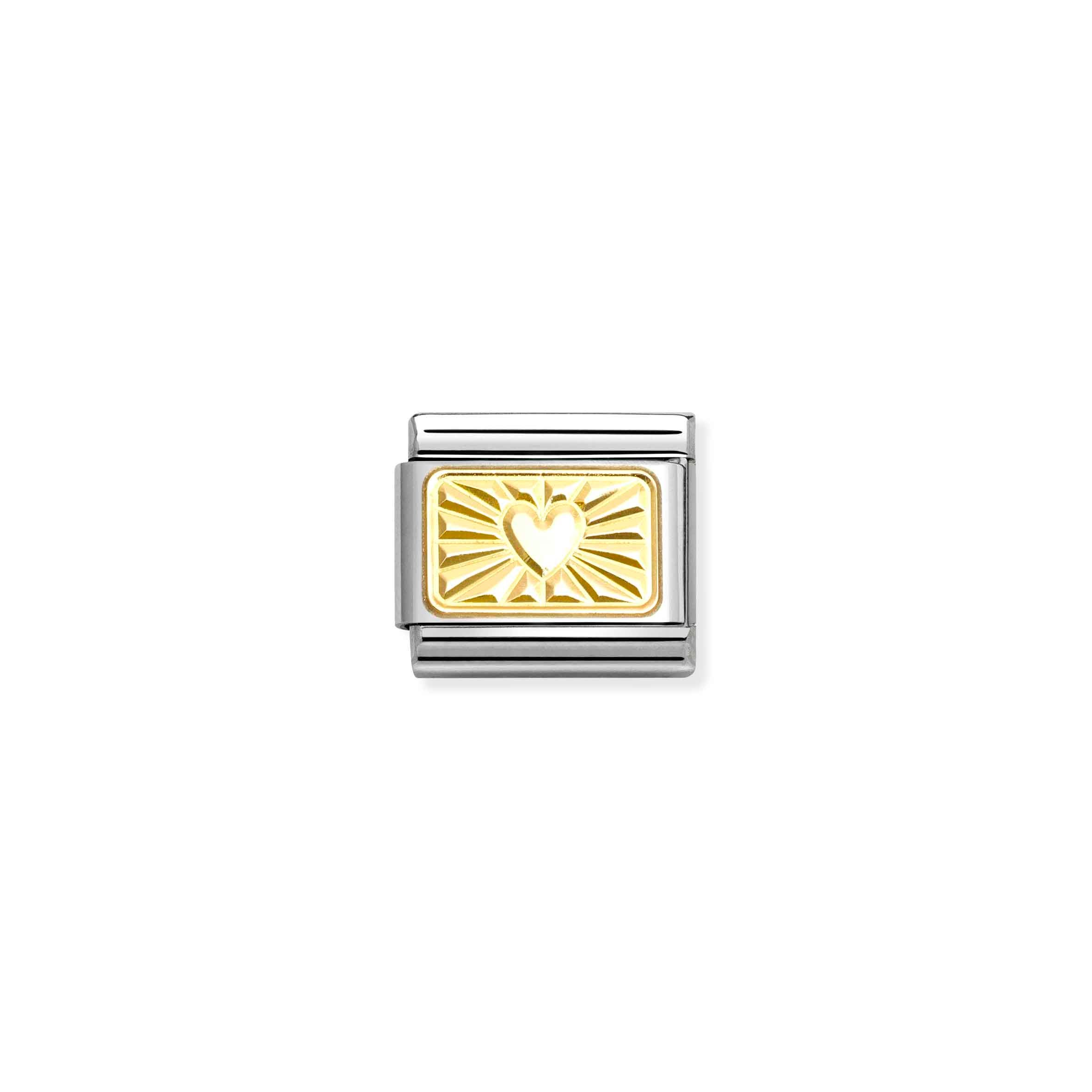 Charm, Composable Link, Heart on Etched Plate