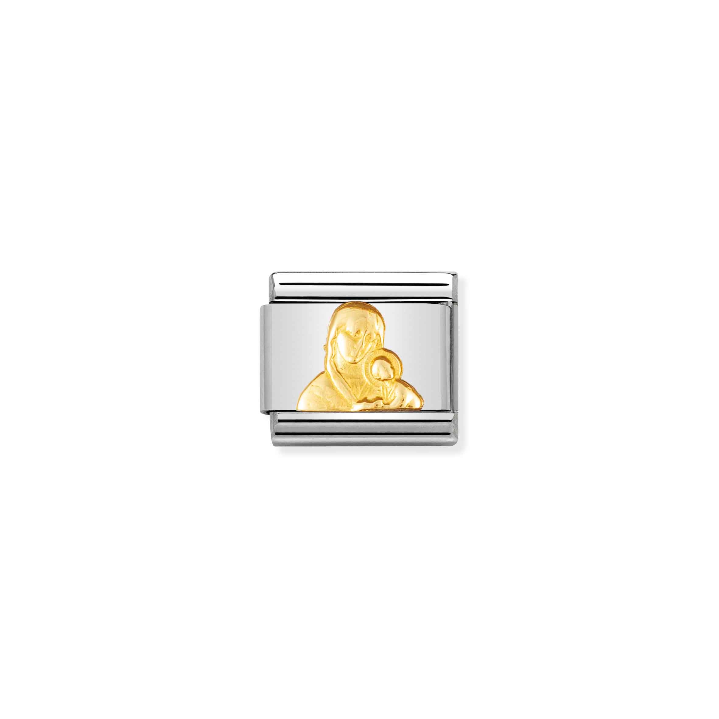 Charm, Composable Link, Virgin Mary with Child in Gold