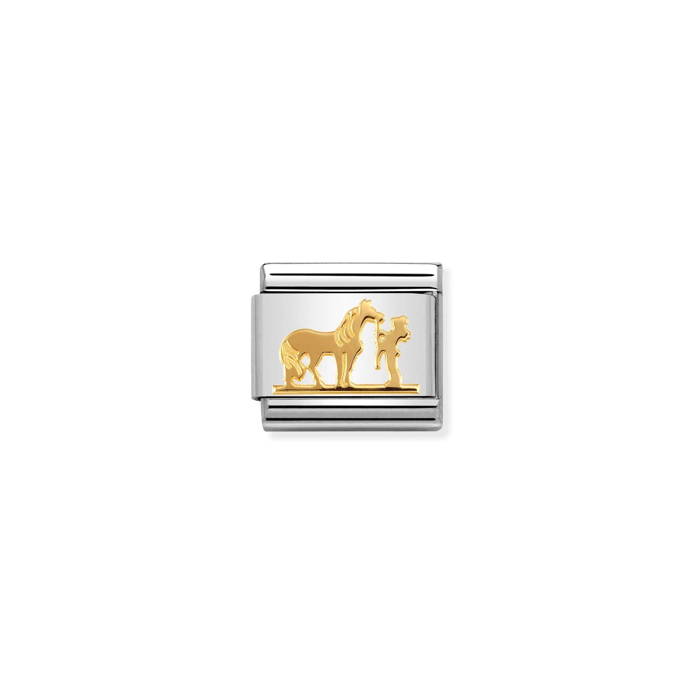 Charm, Composable Link, Horse with Rider in Gold