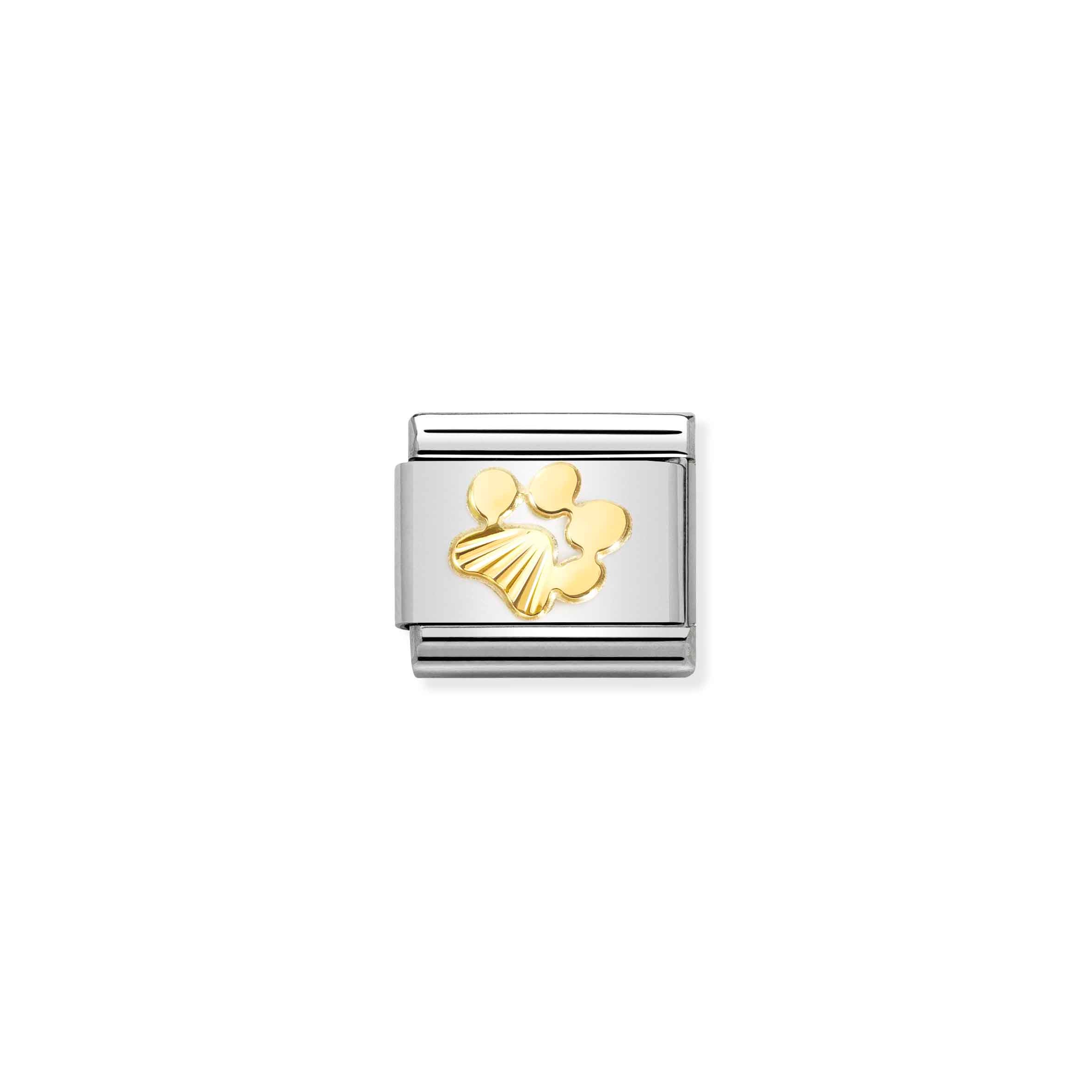 Charm, Composable Link, Paw Print, etched detail